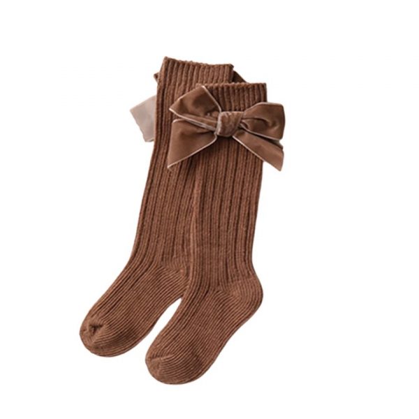 Brown velvet bow socks - Image 3